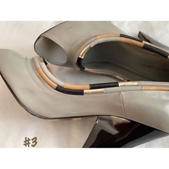 GEORGINA GOODMAN NWOT Color Block Peep-Toe  Heels-Striped Soles 39.5 - Picture 7 of 7